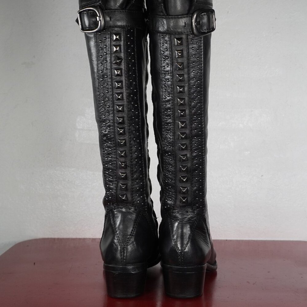 Women's Vince Camuto Black Leather Knee High Riding Studded Fashion Boots 7.5 - Picture 6 of 9